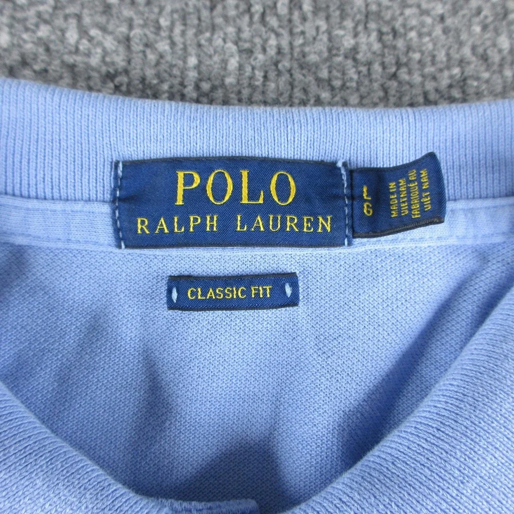 Polo Ralph Lauren Polo Shirt Mens L Blue Short Sleeve Classic Fit Cotton Logo